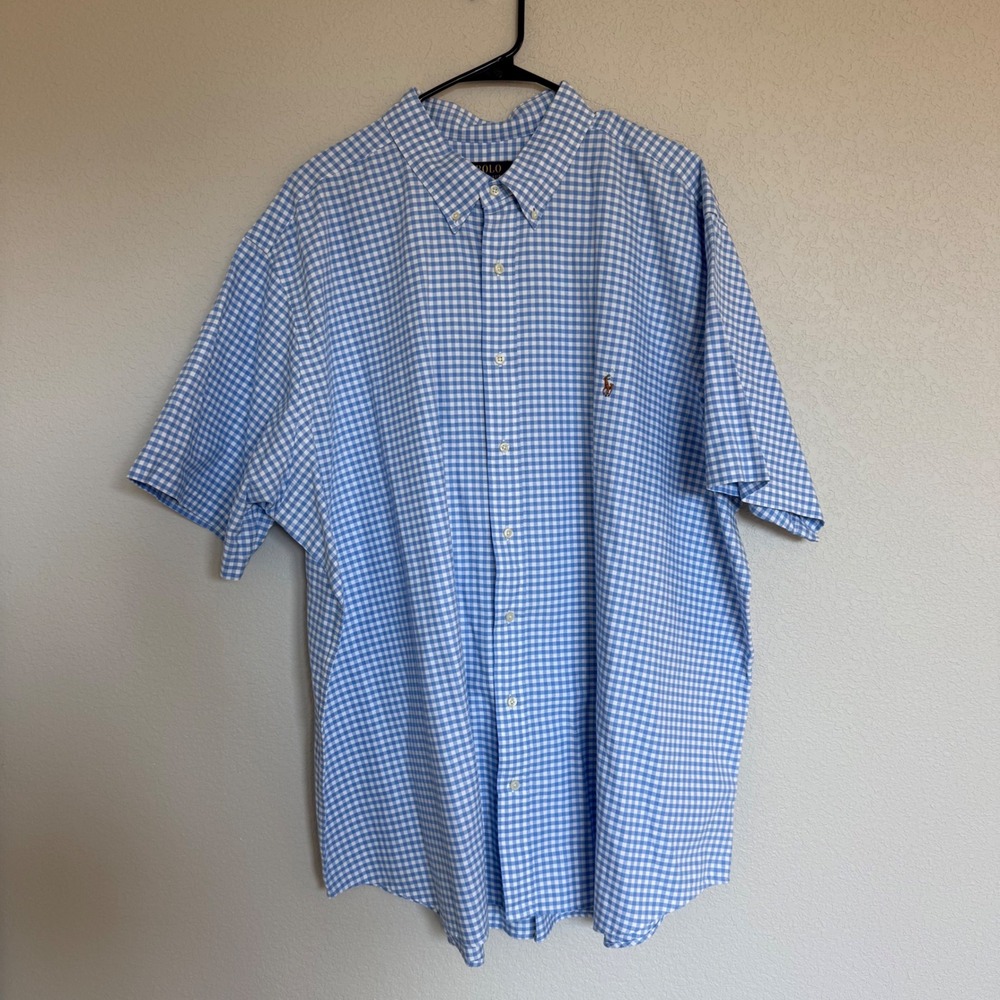 Polo Ralph Lauren Mens 3XB Big & Tall Gingham Short Sleeve Button Down Shirt